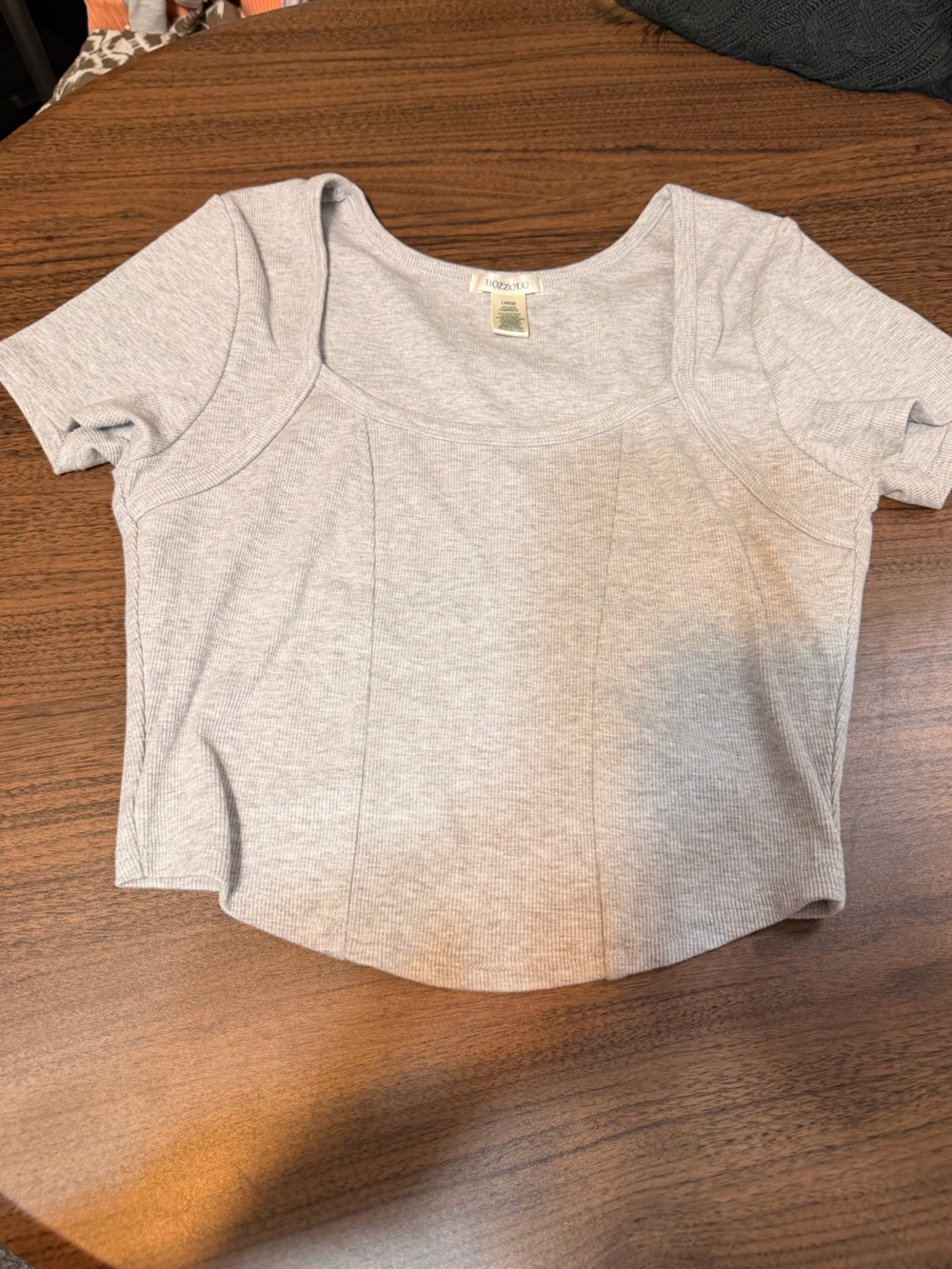 Bozzolo Light Gray Scoop Neck Short Sleeve Top